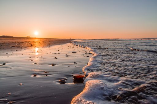Sunrise on the beach of Punta Umbria, located in Huelva, Spain.