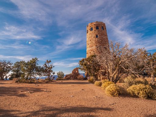 A beautiful shot of the watchtower in Grand Canyon National Park in the USA