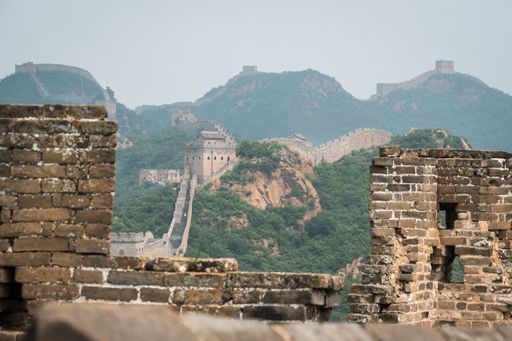 A beautiful view of the Great Wall of China on against a clear sky