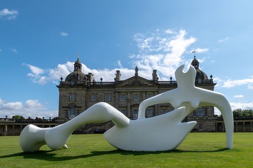 The Henry Moore sculpture Large Reclining Figure outside Houghton Hall in Norfolk, England