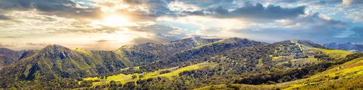 A panoramic shot of the beautiful Central Coast of Californa captured on a sunny day in the USA