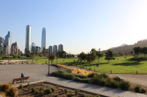 The beautiful Bicentenario Park in  Vitacura, Chile