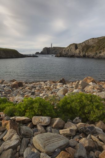 A vertical shot of Meiras lighthouse in Galicia, Spain