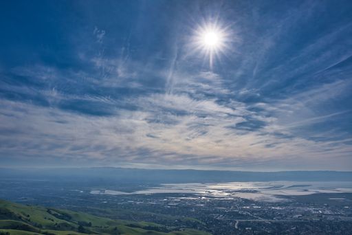 An aerial shot of the beautiful view in Mission Peak Regional Preserve, located in Fremont, USA