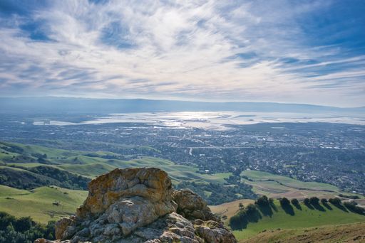 A panoramic shot of the beautiful view in Mission Peak Regional Preserve, located in Fremont, USA