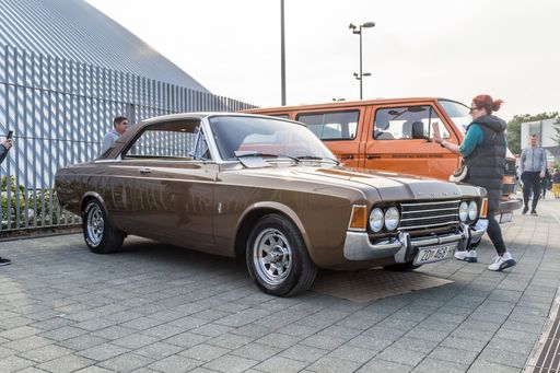 A Ford Cortina coupe oldtimer car on classical car exhibition