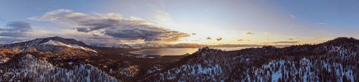 An aerial panoramic shot of the beautiful Lake Tahoe captured in California, USA