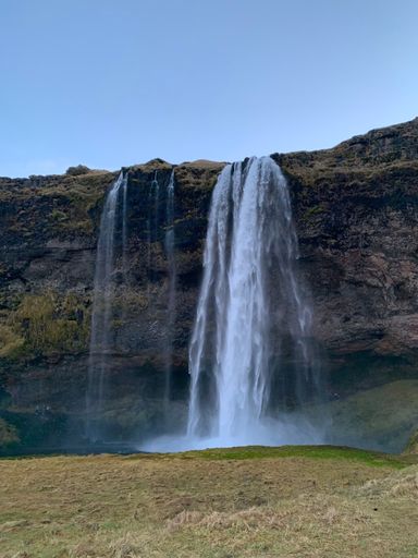 A beautiful view of the Skogafoss waterfall in Iceland