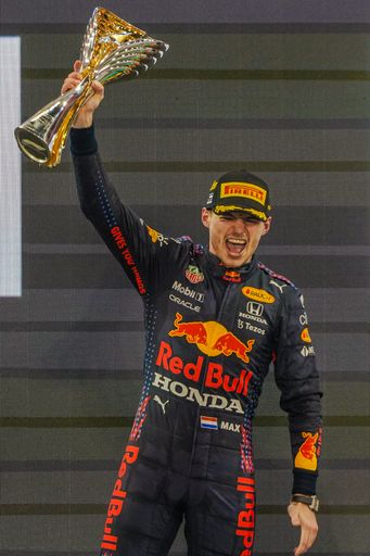 A smiling Max Verstappen after winning Formula 1 Abu Dhabi Grand Prix Final 2021, United Arab Emirates
