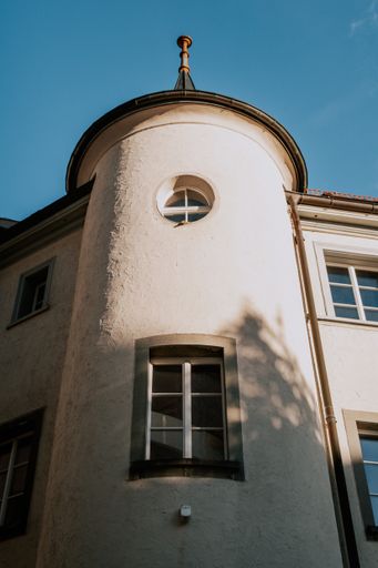 A vertical shot of an old historic building in Saint Gallen
