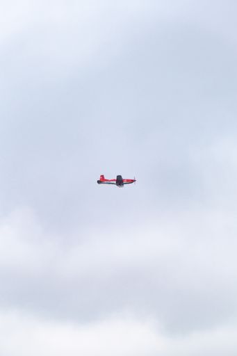 A vertical shot of an aircraft in the air