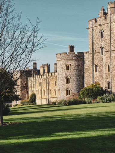 A vertical shot of Windsor Castle on a sunny day, England, UK