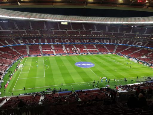 The Atletico de Madrid stadium before starting a Spanish league match against Valencia