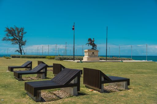A view of the  General Gregorio Luperon statue in Puerto Plata, Dominican Republic