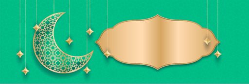 Reflective mirror with a golden crescent moon in the left side