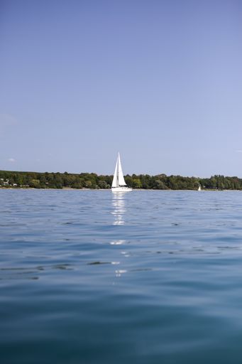 A vertical shot of boats at Lake Constance in Germany, Bodensee