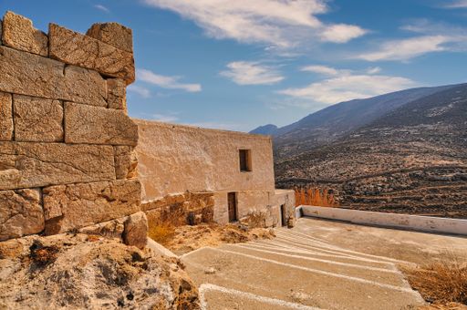 Traditional orthodox monastery of Zoodochos Pigi in Anafi, Greece