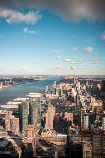 A beautiful high angle of the New York city on a sunny day