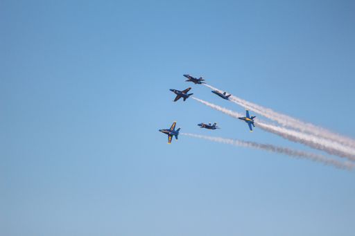 The Miramar Airshow in San Diego, USA under a clear blue sky
