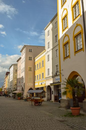 pedestrian zone of Rosenheim with no people, Bavaria, Germany