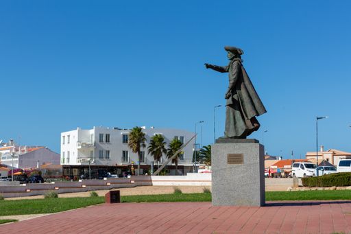 The statue of the historical Prince Henry the Navigator in Sagres, Portugal