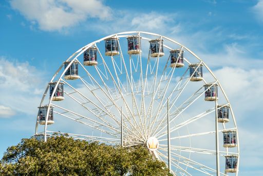 A ferris wheel against a cloudy sky in Sydney, Australia
