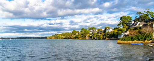 Brittany, Ile aux Moines island in the Morbihan gulf, the typical harbor and old houses in the village