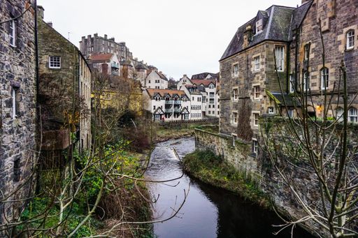 A beautiful shot of Dean Village in Edinburgh