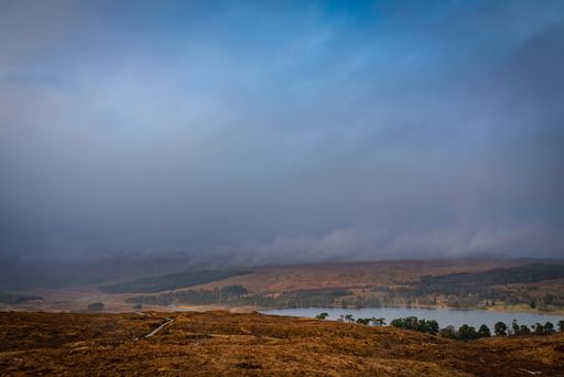 A beautiful scenery of West highlands in Scotland under a cloudy sky