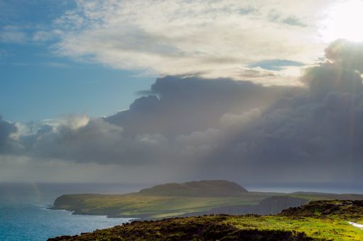 A beautiful scenery of ocean, isles and mountains in Isle of Skye, Scotland