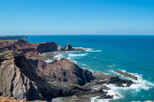 A high angle shot of Coastline near Cabo do St Vincente in Portugal