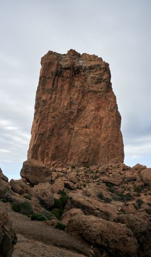 A vertical shot of Roque Nublo against blue sky in Gran Canaria, Spain