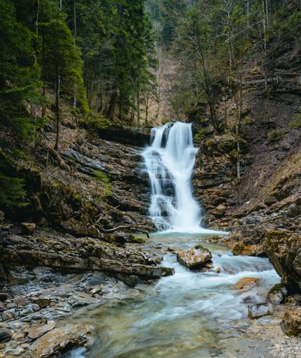 The Jenbach waterfall in Bad Feilnbach municipality, Bavaria, Germany, vertical