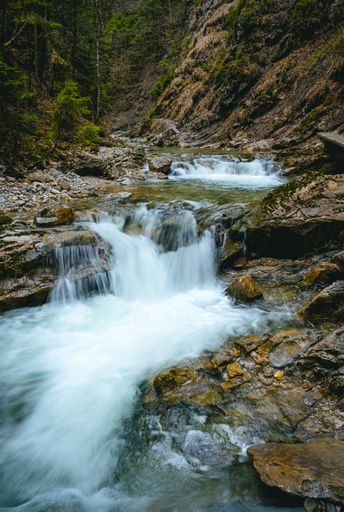 The Jenbach waterfall in Bad Feilnbach municipality, Bavaria, Germany