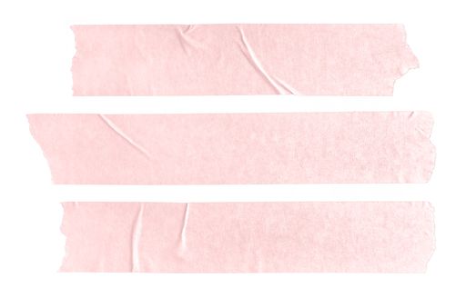 Set of three pink blank paper tape stickers isolated on white background. Template mock up