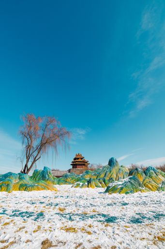 A 3D ancient painting of the outside of The Forbidden City of Beijing