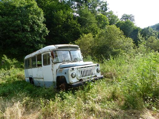 A closeup shot of an abandoned old soviet car in Kalavan, Armenia