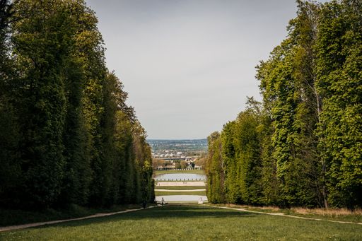 A scenic view of Domaine national de Marly park in Marly-le-Roi, France in spring
