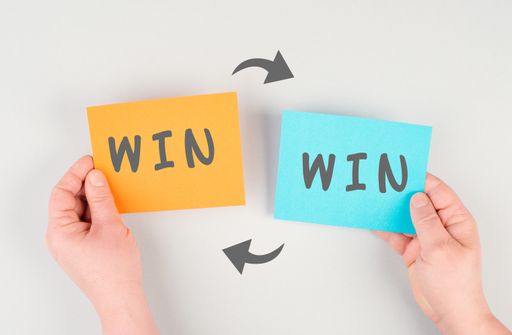 The word win is standing on paper, problem solving, winner mindset, business and education concept, coaching and motivation