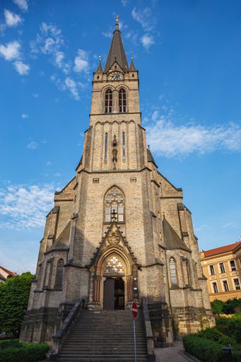 A vertical shot of St. Procopius parish Church (Kostel svateho Prokopa) in Prague, Czech Republic