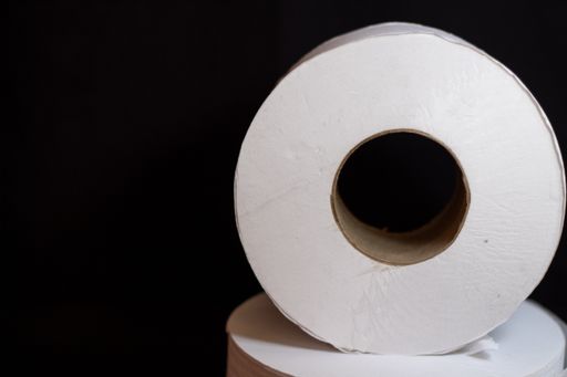 A closeup shot of toilet paper rolls on black background