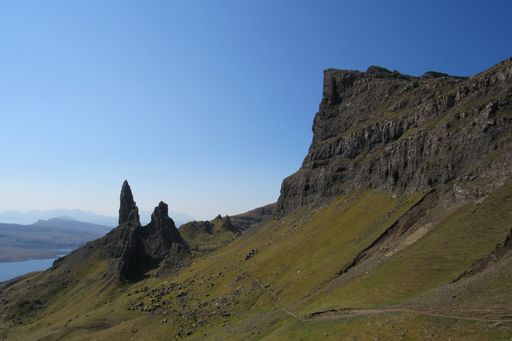 The Isle of Skye island against a blue sky in Scotland