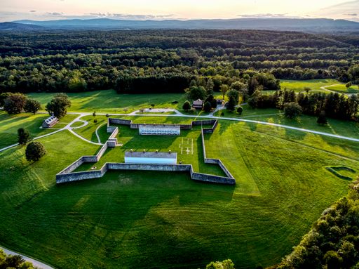 A aerial shot of fort Frederick Maryland state park