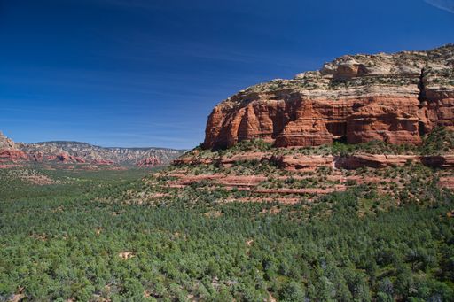 The beautiful Red Rocks cliffs and trees in Sedona, Arizona