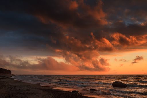 a shot of colorful sunset at Baltic sea
