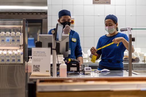 A view of workers in the biggest IKEA store in the world