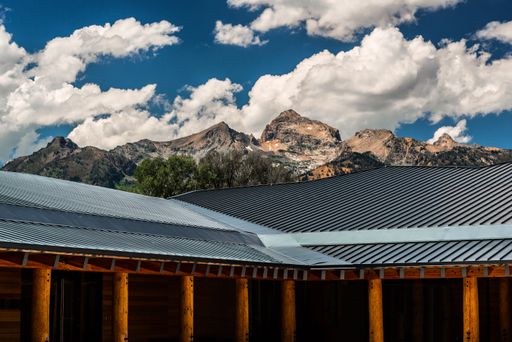 A beautiful view of the Mountain on the rooftop in Grand Teton National Park, Wyoming, USA