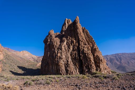Volcanic mountain the Cathedral between the Roques de Gracia and the Roque Cinchado in the natural of Teide in Tenerife, Canary Islands