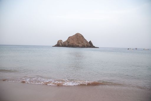 island in Arabian Sea with grain and out of focus