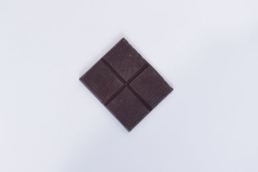 An overhead top view of chocolate bar isolated on a white background